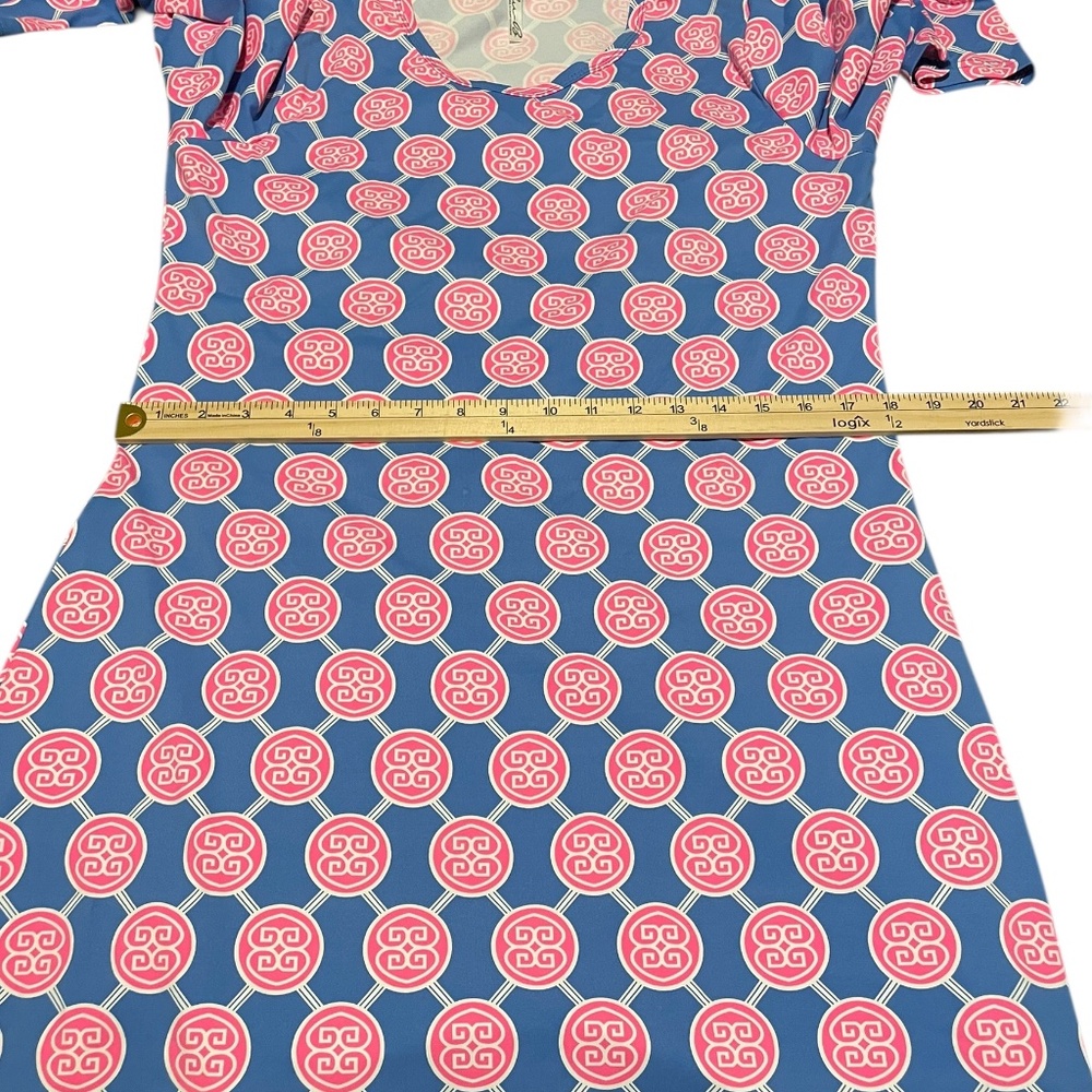 Lulu-B Travel Dress- Blue & Hot Pink Size Medium EUC - Picture 6 of 9